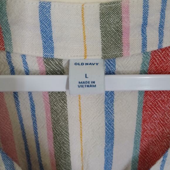 Old Navy Sleeveless Striped Button Up Dress Large Retro Mod Tunic - Picture 3 of 4